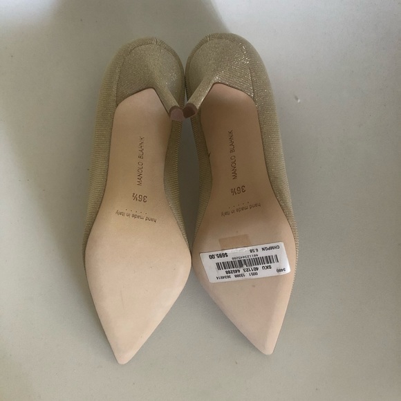 NIB $695 MANOLO BLAHNIK BB  Stiletto Pumps in Champagne - size 36.5! - Picture 7 of 14